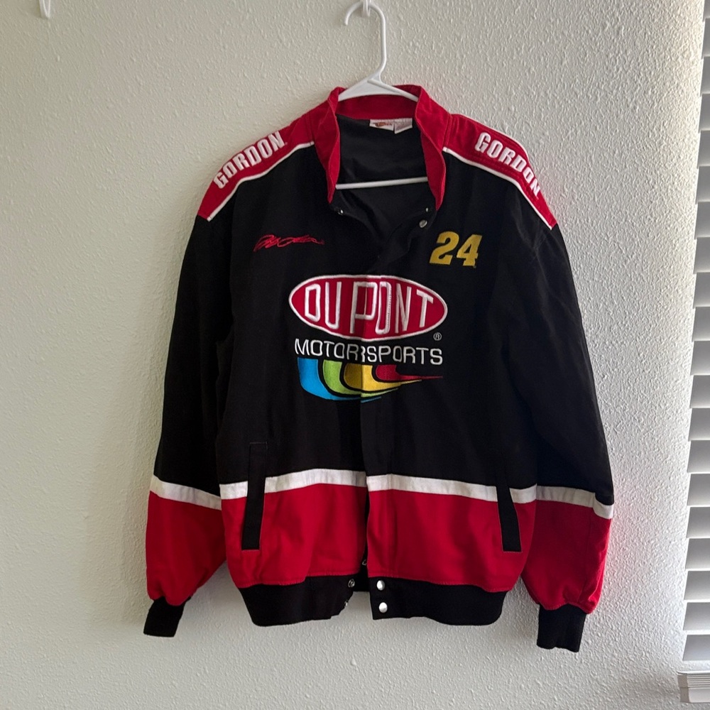 Nascar Black and Red Varsity Jacket with Logos Gordon